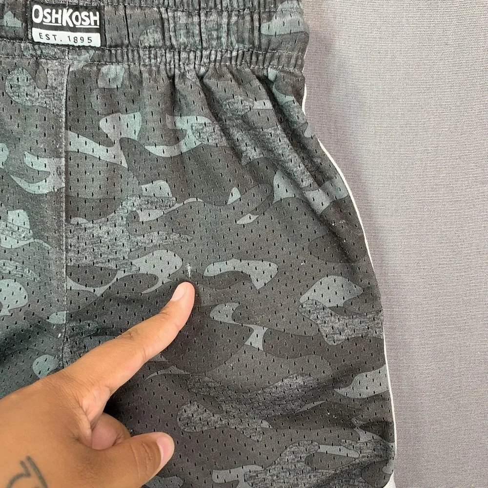 OshKosh B'gosh Shorts Kids 4T Gray Camo Mesh Athletic Elastic Waist Gym